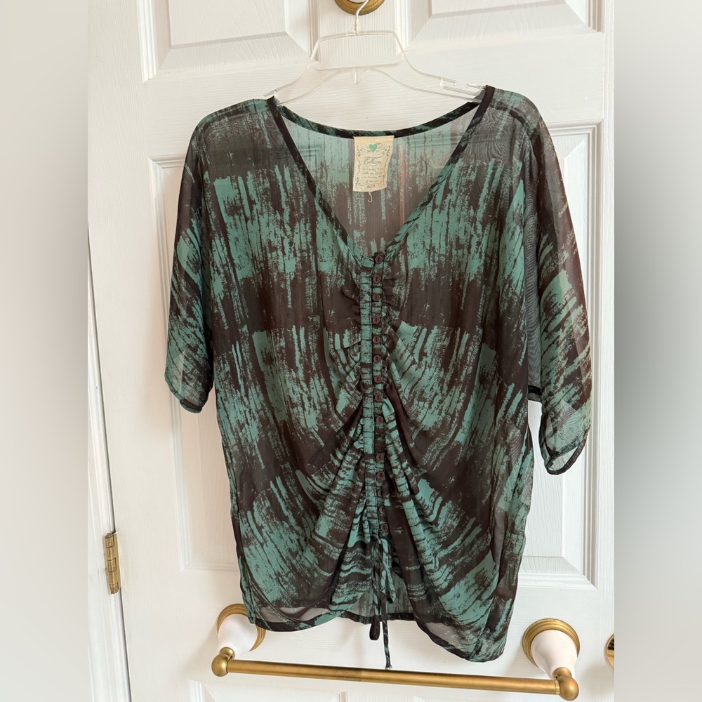 Green and Black Women's Top- S